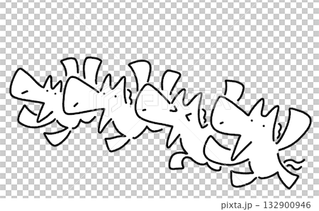 Smiling horses celebrating the New Year, cheering, jumping, hand-drawn, monochrome Smiling horses celebrating the New Year, cheering, jumping, hand-drawn, monochrome 132900946