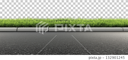 Grass and Curb on Asphalt Road 132901245