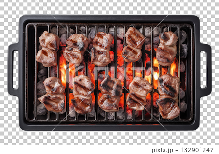 Grilled Pork Belly on BBQ Grate 132901247
