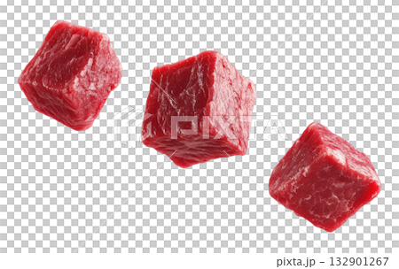 Raw Beef Meat Cubes 132901267
