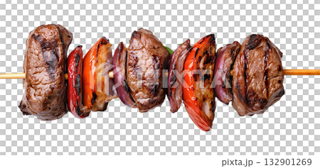 Grilled Meat and Vegetables on a Skewer Grilled Meat and Vegetables on a Skewer 132901269