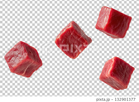 Raw Beef Meat Cubes 132901377