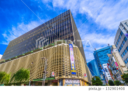 日本の東京都市景観11月4日。新橋駅 烏森口側（右奥）やニュー新橋ビルなどを望む。右奥上は汐留 132901408