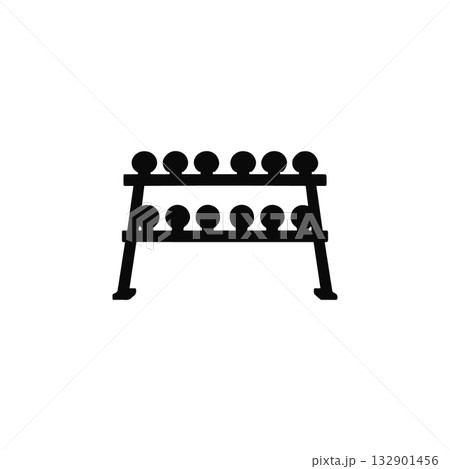 dumbbell rack icon silhouette gym weight storage fitness equipment for training and bodybuilding illustration 132901456