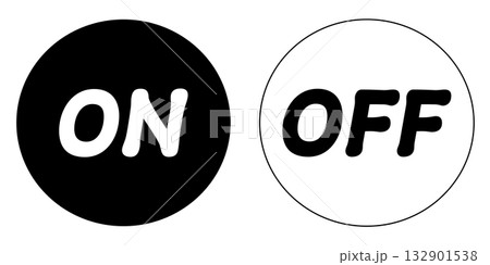 円形のON/OFFシンプルアイコン ブラック・ホワイト 円形のON/OFFシンプルアイコン ブラック・ホワイト 132901538