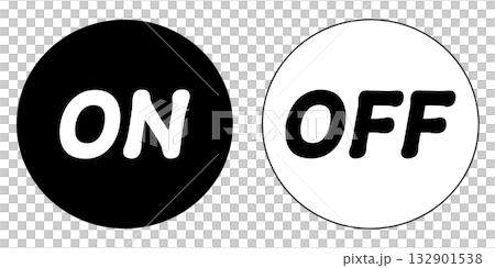 円形のON/OFFシンプルアイコン ブラック・ホワイト 円形のON/OFFシンプルアイコン ブラック・ホワイト 132901538