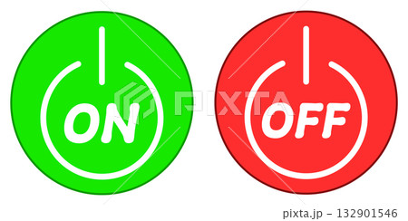 円形のON/OFFシンプルアイコン グリーン・レッド 円形のON/OFFシンプルアイコン グリーン・レッド 132901546