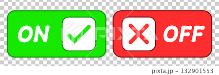 Simple square ON/OFF icon in green and red 132901553