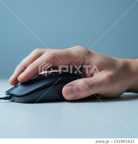 正方形マクロ：指がホイールに、操作準備完了のマウス 132901632