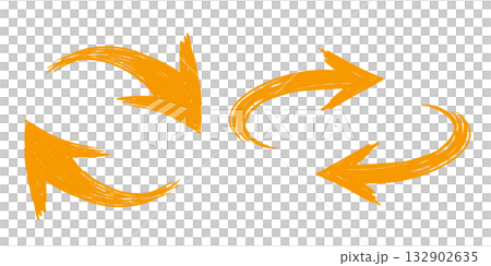 Hand drawn orange rotating arrow Hand drawn orange rotating arrow 132902635