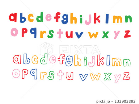 カラフルな手書きのアルファベット小文字 132902892