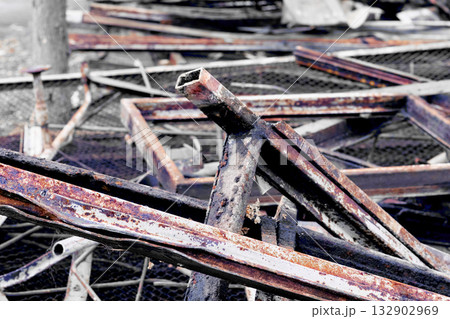 Demolition construction waste.Metal garbage after reconstruction of premises Demolition construction waste.Metal garbage after reconstruction of premises 132902969