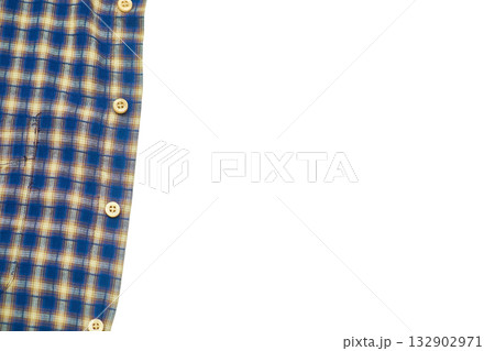 Part of a blue and yellow checkered button down shirt Part of a blue and yellow checkered button down shirt 132902971