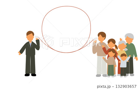 家族と話すビジネスマンのイラスト 132903657