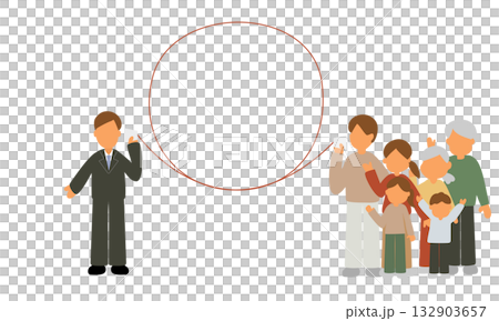 家族と話すビジネスマンのイラスト 132903657