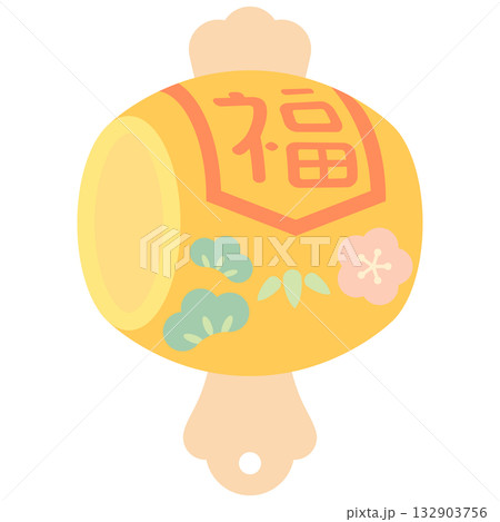 打ち出の小槌のアイコンイラスト（金色系・お正月・かわいい・ベクター素材） 132903756