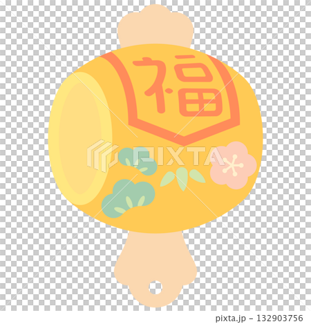 打ち出の小槌のアイコンイラスト（金色系・お正月・かわいい・ベクター素材） 132903756