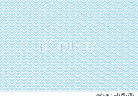 和柄背景　青海波模様　水色の透過素材	 132903799