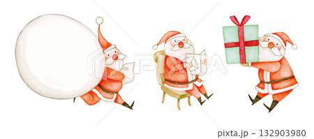 クリスマスのサンタクロース　水彩 イラスト 132903980