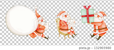 クリスマスのサンタクロース　水彩 イラスト 132903980
