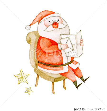 子供達からの手紙を読むサンタクロース クリスマス 水彩 イラスト 子供達からの手紙を読むサンタクロース クリスマス 水彩 イラスト 132903988