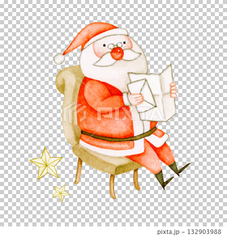 子供達からの手紙を読むサンタクロース クリスマス 水彩 イラスト 子供達からの手紙を読むサンタクロース クリスマス 水彩 イラスト 132903988