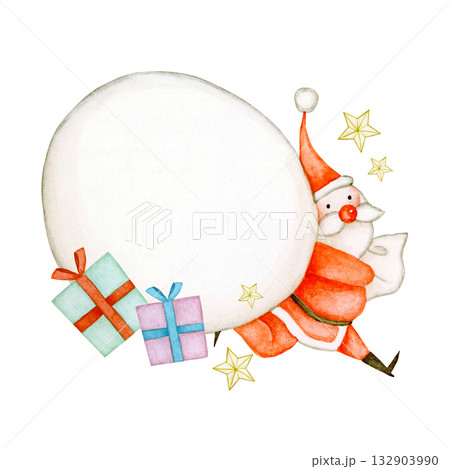 クリスマスプレゼントを運ぶサンタクロース 水彩 イラスト クリスマスプレゼントを運ぶサンタクロース 水彩 イラスト 132903990