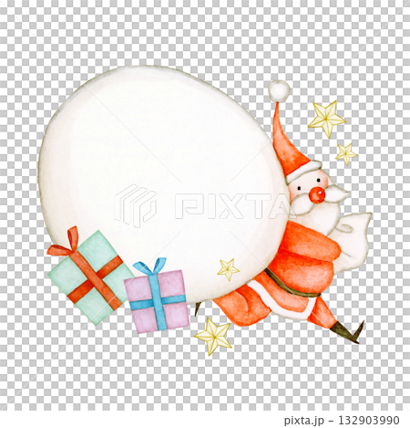 クリスマスプレゼントを運ぶサンタクロース 水彩 イラスト クリスマスプレゼントを運ぶサンタクロース 水彩 イラスト 132903990