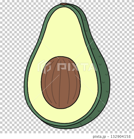 Cute Avocado Half Cutaway Cartoon - Line Color Cute Avocado Half Cutaway Cartoon - Line Color 132904158