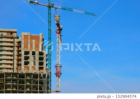 Construction new building.Large high rise crane 132904574
