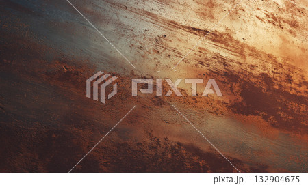耐候性鋼が描く錆色の抽象模様 132904675