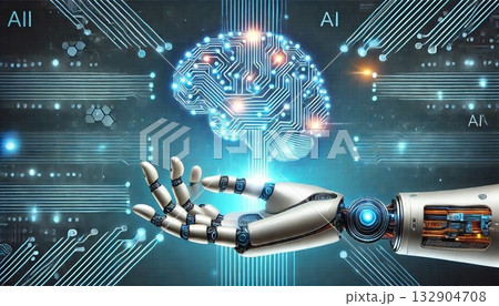 ハイテクAI脳コンセプト ハイテクAI脳コンセプト 132904708