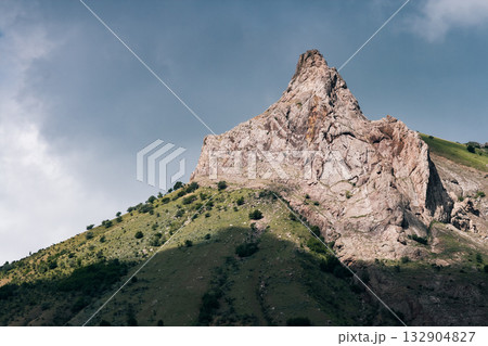 Vivid alpine hills in the morning light. Location place Crimea. 132904827