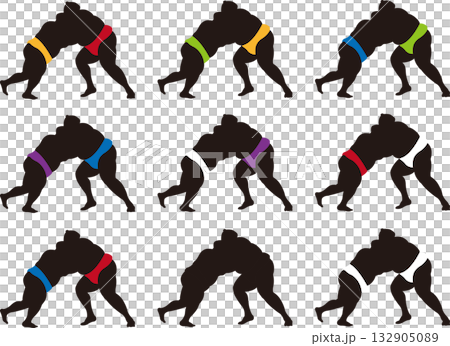 相撲選手比賽剪影套裝 相撲選手比賽剪影套裝 132905089