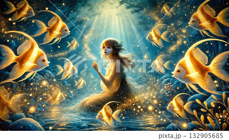 魔法の少女と金魚の水中世界 132905685