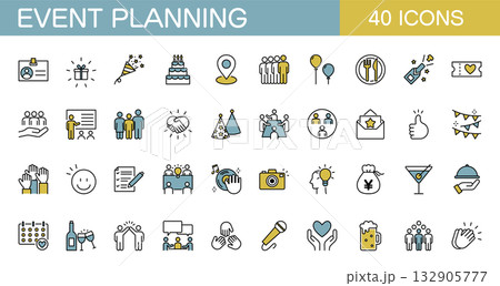 イベントやイベントプランナーに関するアイコンセット カラー イベントやイベントプランナーに関するアイコンセット カラー 132905777