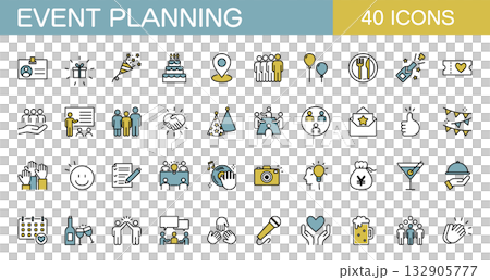 イベントやイベントプランナーに関するアイコンセット カラー イベントやイベントプランナーに関するアイコンセット カラー 132905777