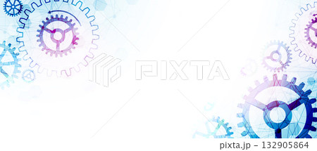 Abstract technological background  with cogwheels and plexus effect. Vector 132905864