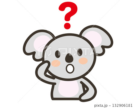 首を傾げて疑問に思うかわいいコアラの上半身イラスト 首を傾げて疑問に思うかわいいコアラの上半身イラスト 132906181