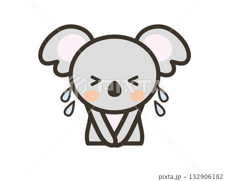 大汗をかいて謝るかわいいコアラの上半身イラスト 132906182