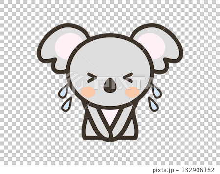 大汗をかいて謝るかわいいコアラの上半身イラスト 132906182