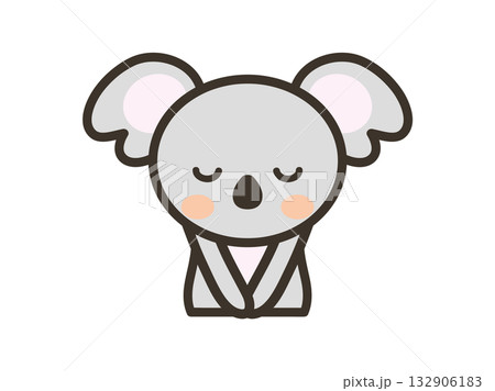頭を下げて謝るかわいいコアラの上半身イラスト 132906183