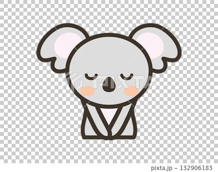 頭を下げて謝るかわいいコアラの上半身イラスト 132906183