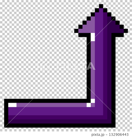 ドット絵アイコン 途中から真上を向く矢印 (7) ドット絵アイコン 途中から真上を向く矢印 (7) 132906443