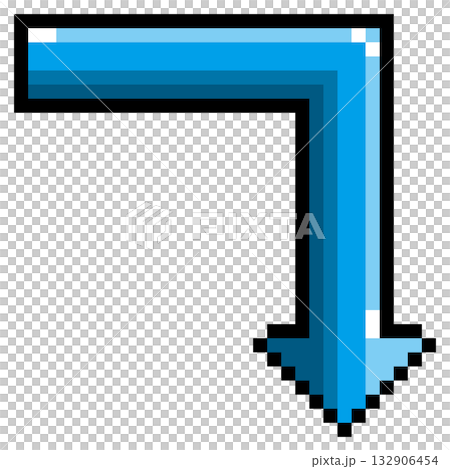 ドット絵アイコン 途中から真下を向く矢印 (2) ドット絵アイコン 途中から真下を向く矢印 (2) 132906454