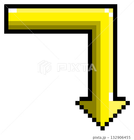 ドット絵アイコン 途中から真下を向く矢印 (3) 132906455