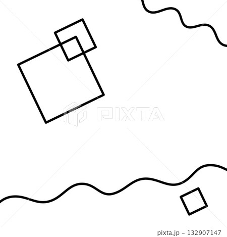 線画の四角と波線エレメントのシンプルでモダンな幾何学模様の抽象背景 線画の四角と波線エレメントのシンプルでモダンな幾何学模様の抽象背景 132907147