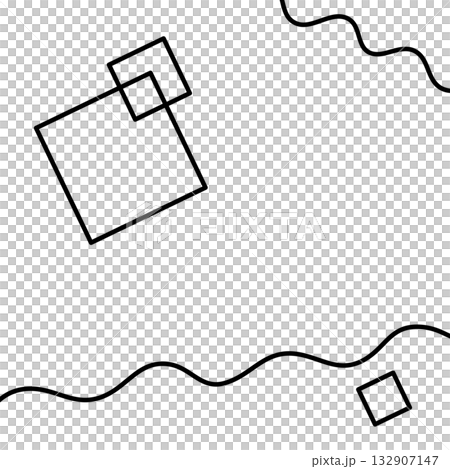線画の四角と波線エレメントのシンプルでモダンな幾何学模様の抽象背景 線画の四角と波線エレメントのシンプルでモダンな幾何学模様の抽象背景 132907147