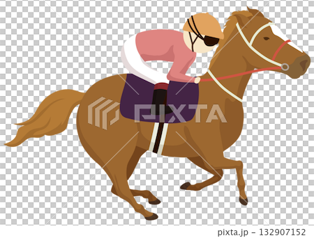 ジョッキーとサラブレッド ジョッキーとサラブレッド 132907152