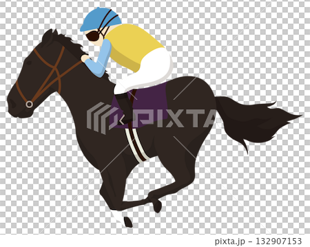 Jockey and thoroughbred 132907153